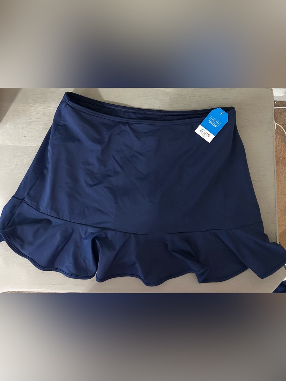 Lands' End Navy Swim Skirt with Flounce Hem